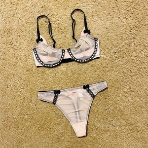 Victoria's Secret Sheer Black and Pink Lingerie Set
